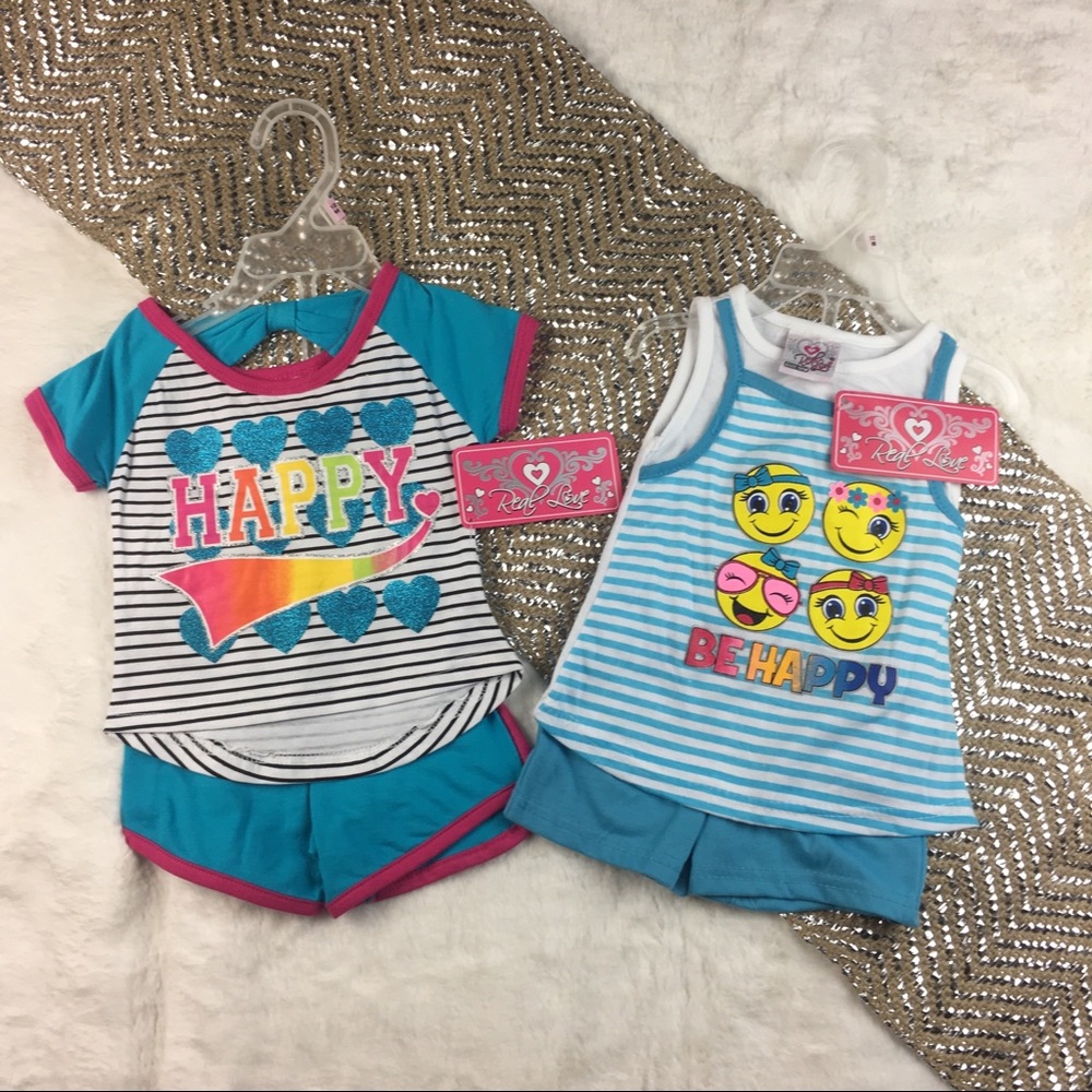 2 REAL LOVE 12 Months Girls 2 Pc sets  Shorts new